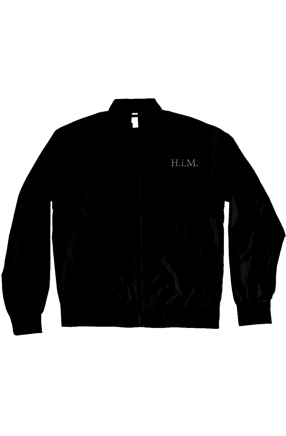 H.i.M. Embroidered Lightweight Bomber Jacket - Black (White Stitch)