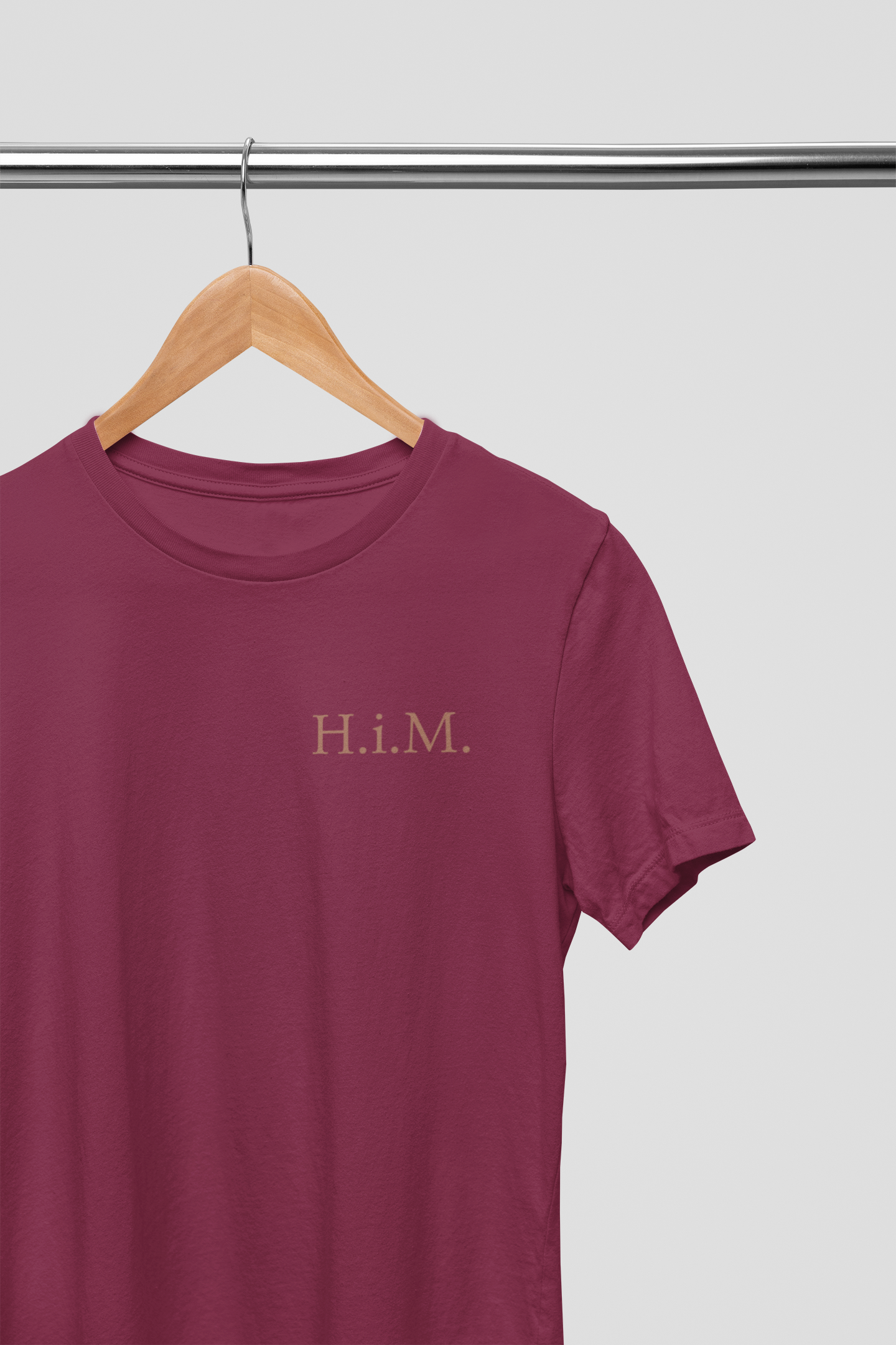 H.i.M. Premium Embroidered Tee - Maroon (Sand Stitch)