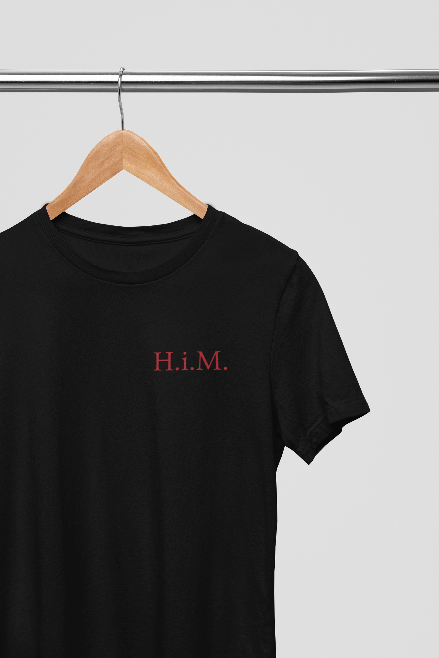 H.i.M. Premium Embroidered Tee - Black (Red Stitch)