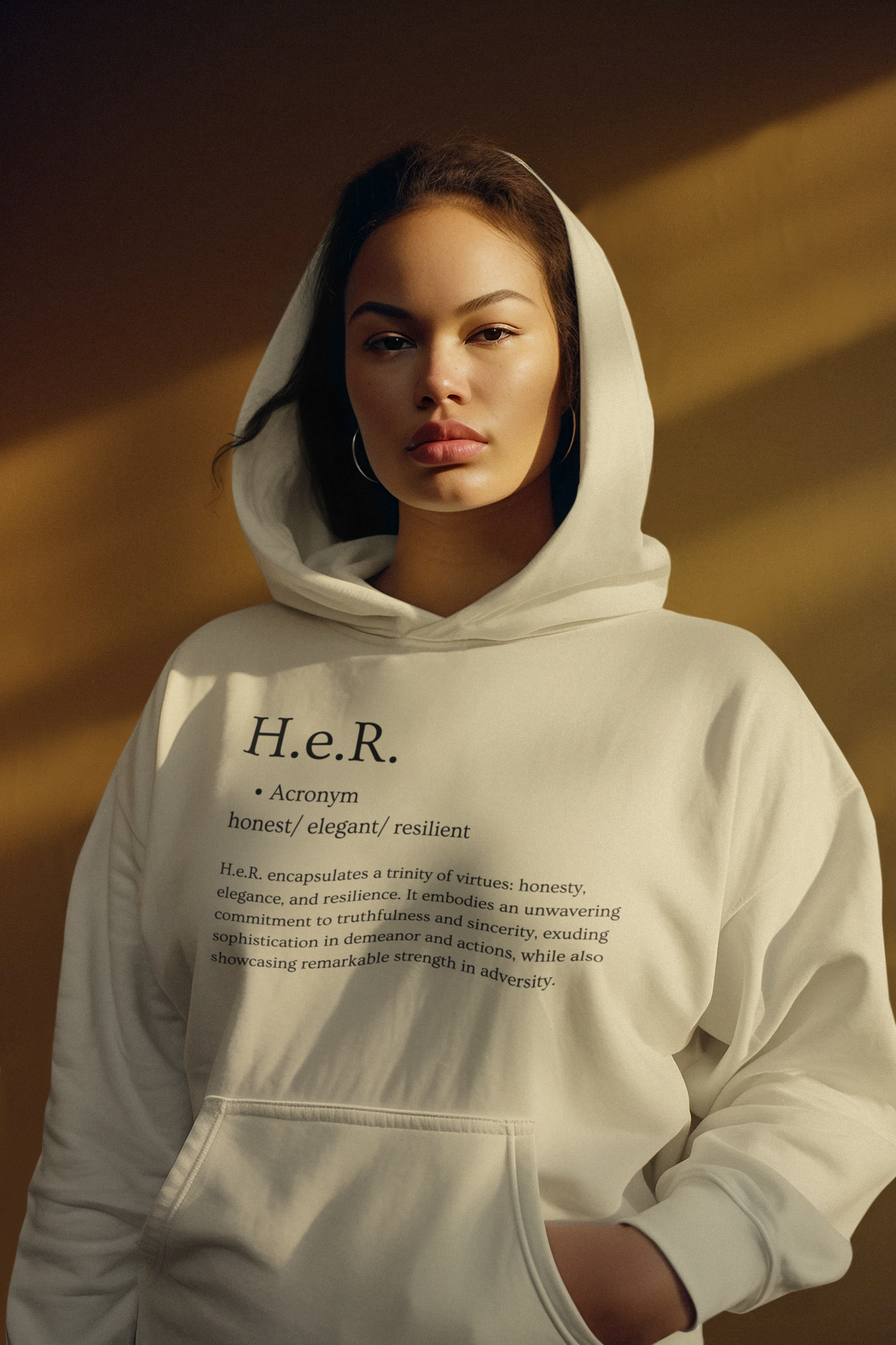 H.e.R. Signature Hoodie - Sandstone (Black Letters)