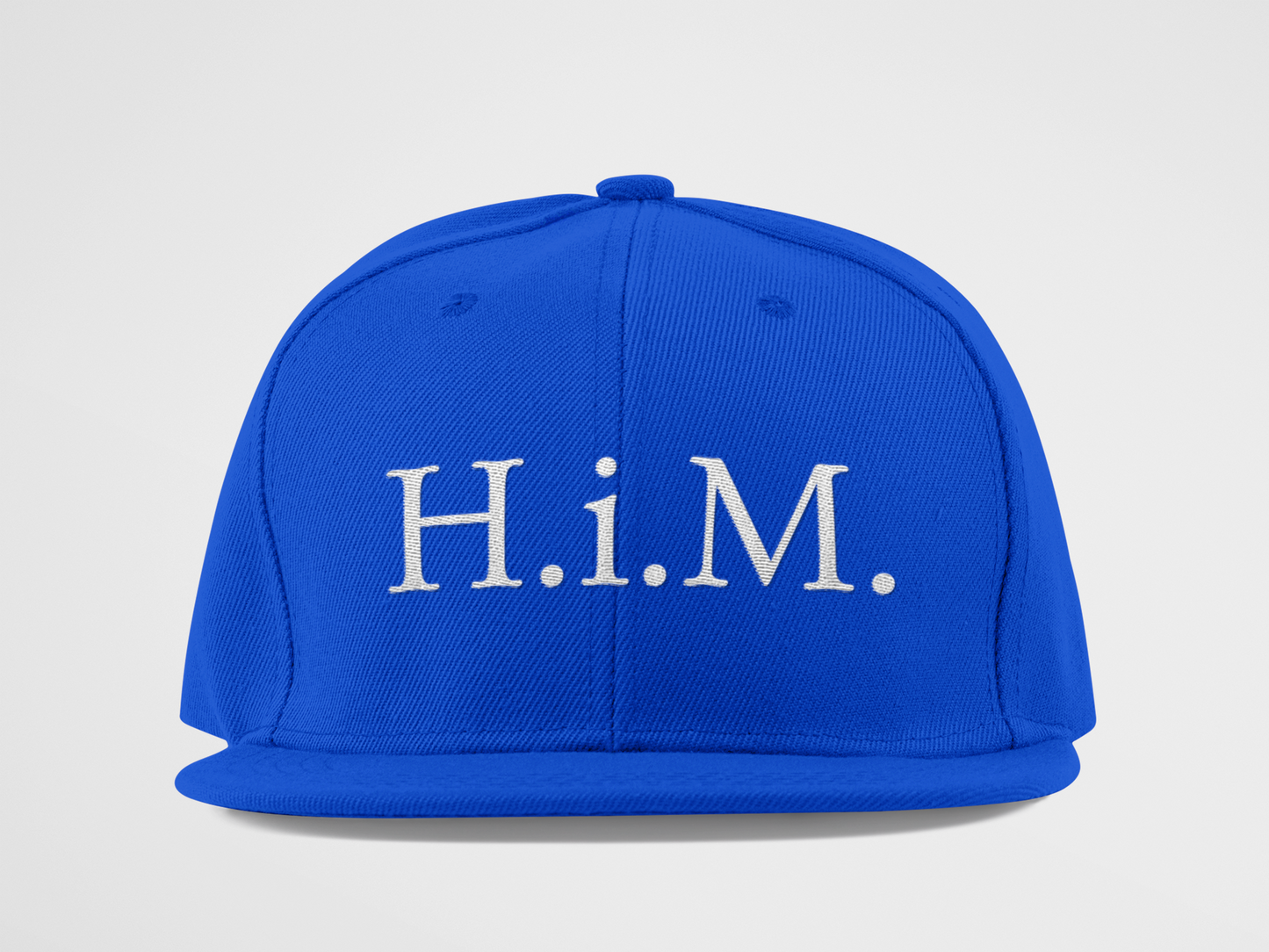 H.i.M. Premium Embroidered Snapback - Royal Blue (White Stitch)