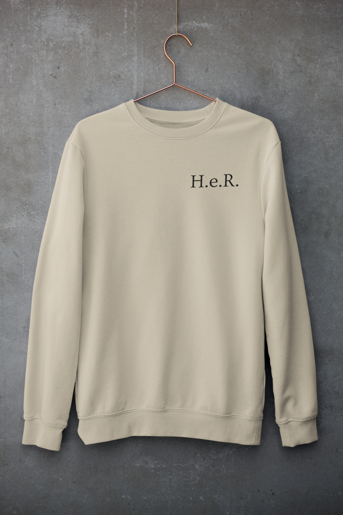 H.e.R. Premium Embroidered Crewneck Sweatshirt - Sand (Black Stitch)