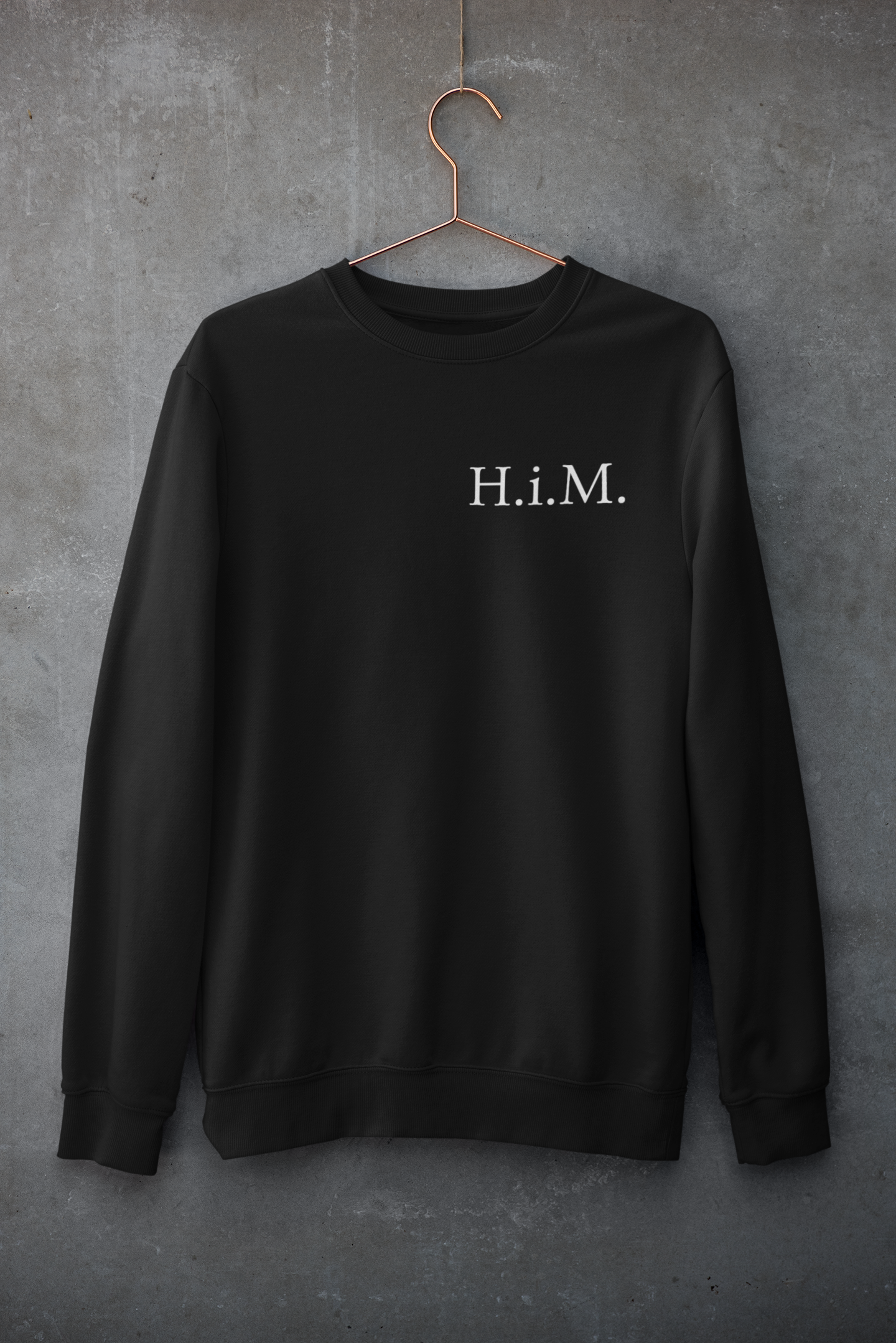 H.i.M. Premium Embroidered Crewneck Sweatshirt - Black (White Stictch)