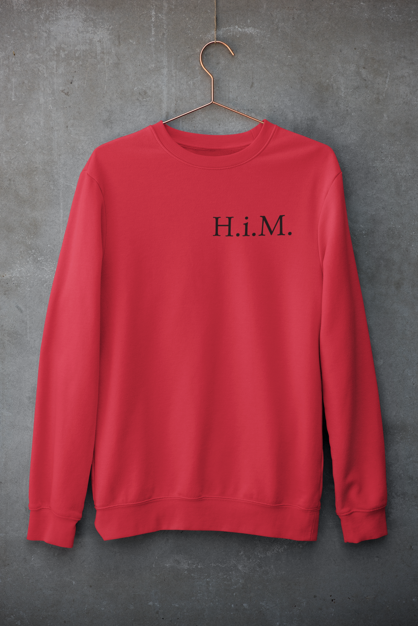 H.i.M. Premium Embroidered Crewneck Sweatshirt - Red (Black Stitch)