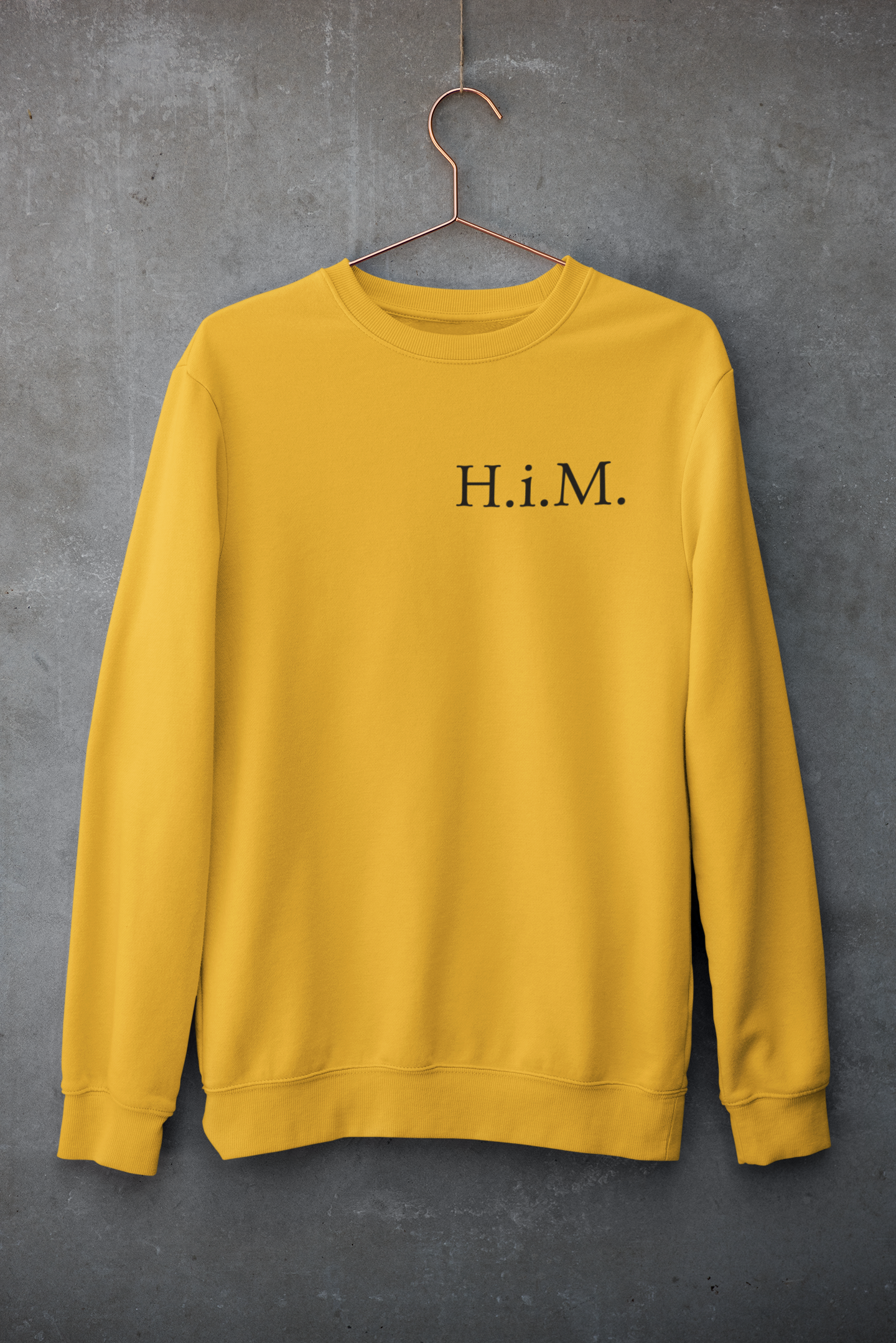 H.i.M. Premium Embroidered Crewneck Sweatshirt - Gold (Black Stitch)