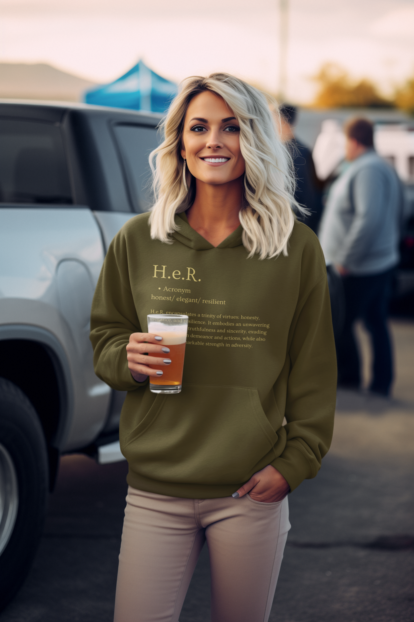 H.e.R. Signature Hoodie - Military Green (Gold Letters)