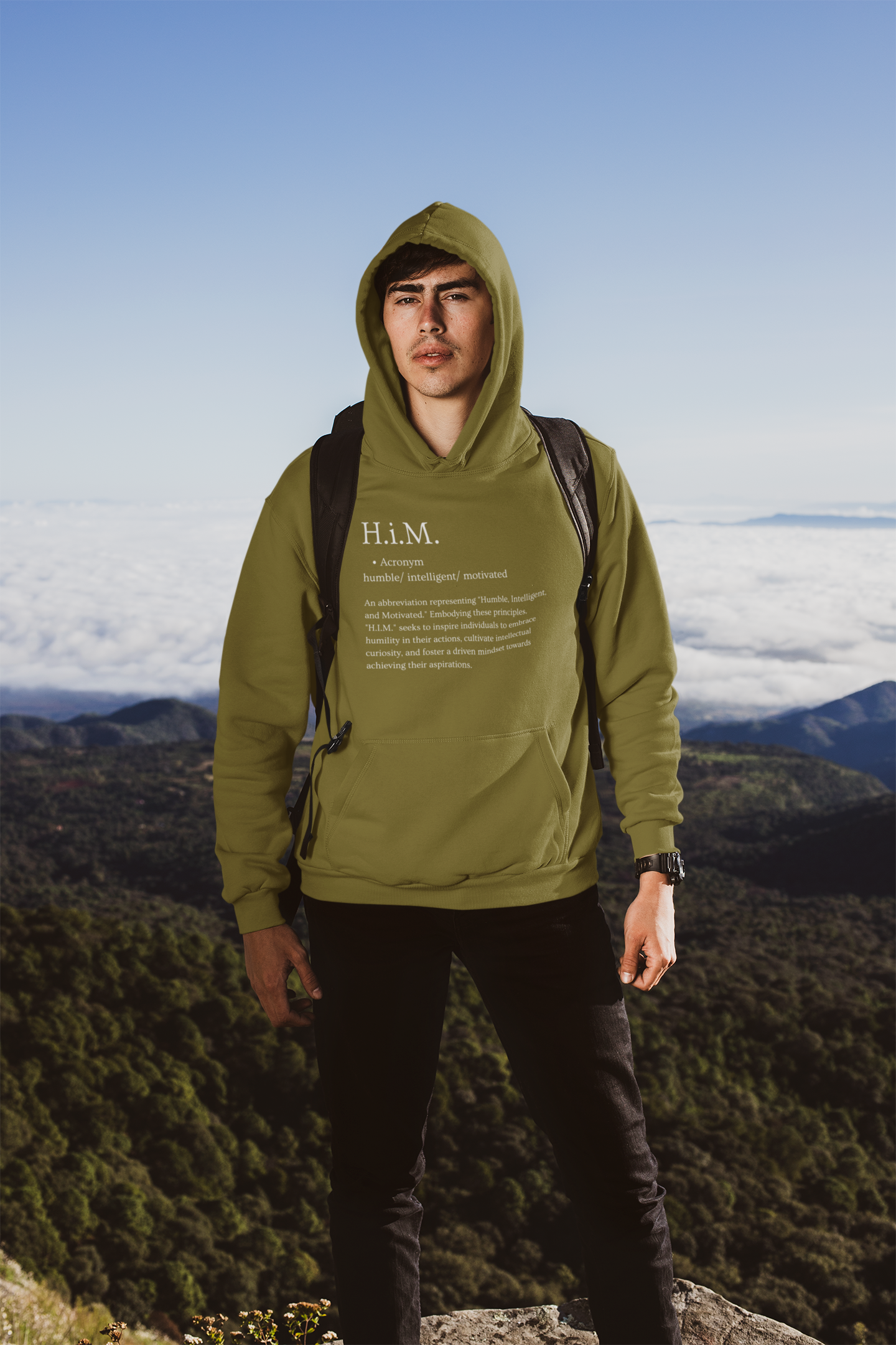 H.i.M. Signature Hoodie - Military Green (White Letters)