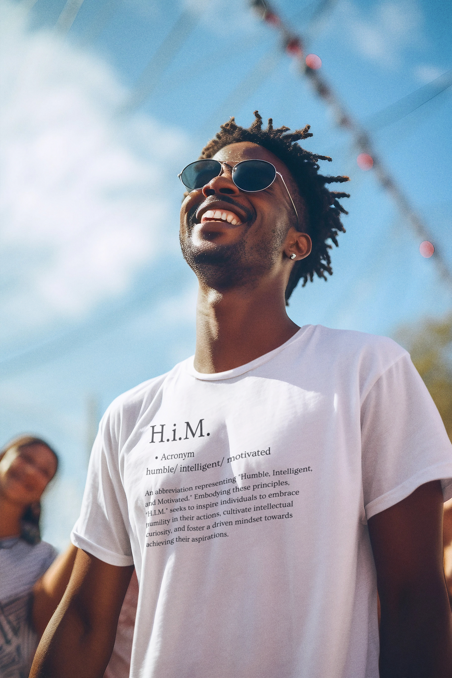 H.i.M. Signature Tee - White (Black Letters)