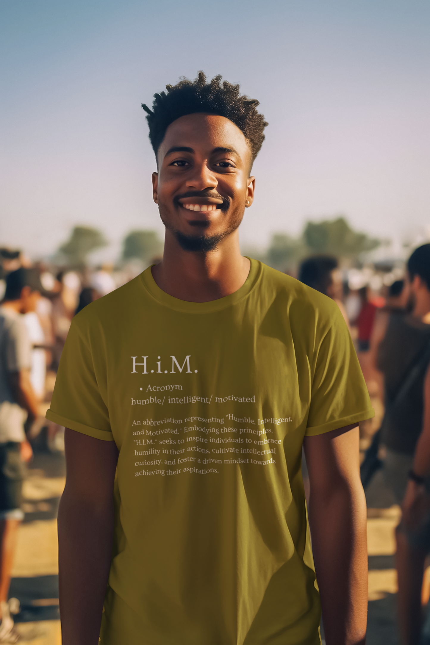 H.i.M. Signature Tee - Olive (White Letters)