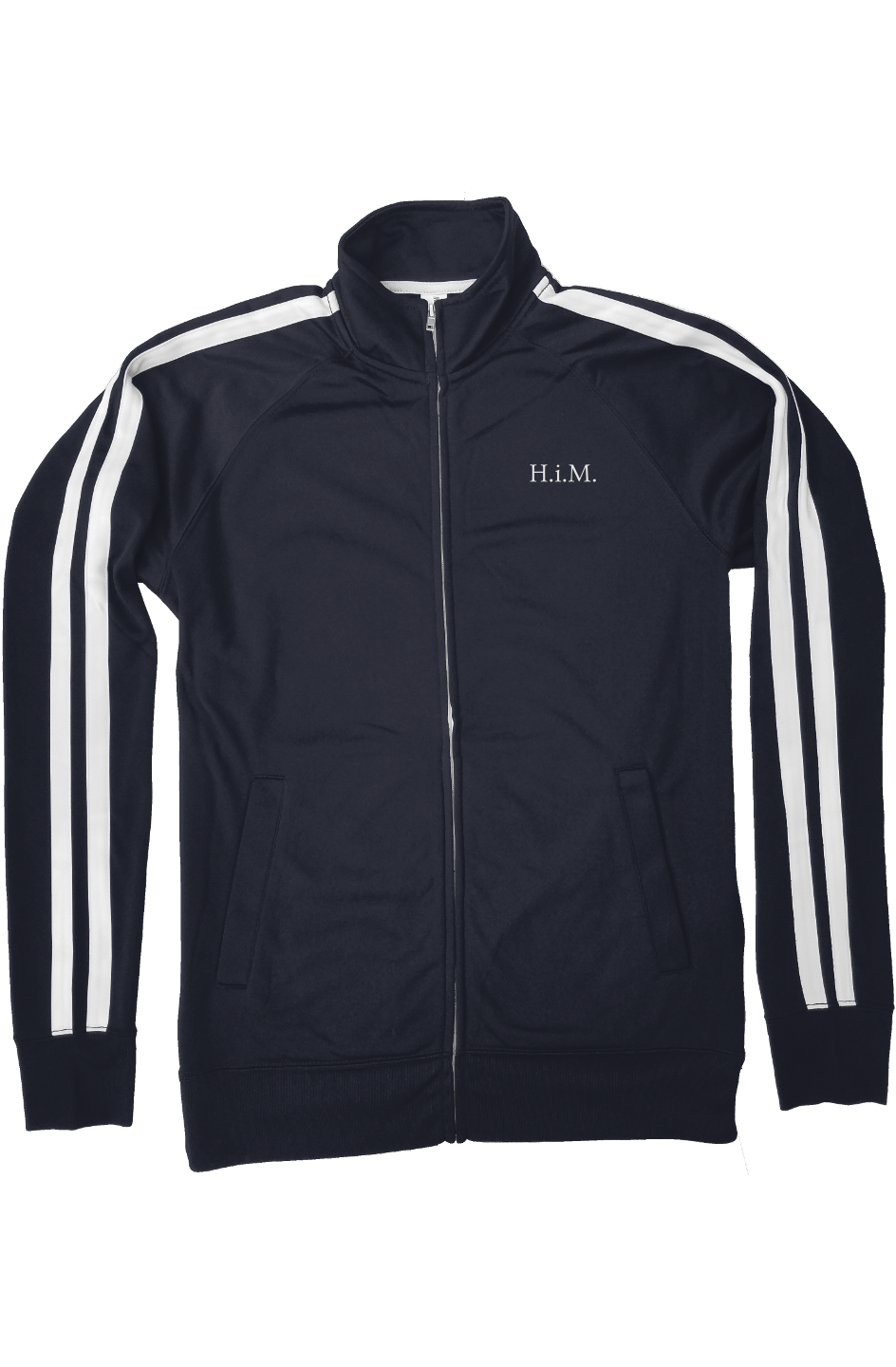 H.i.M. Embroidered Track Jacket - Navy Blue (White Stitch)
