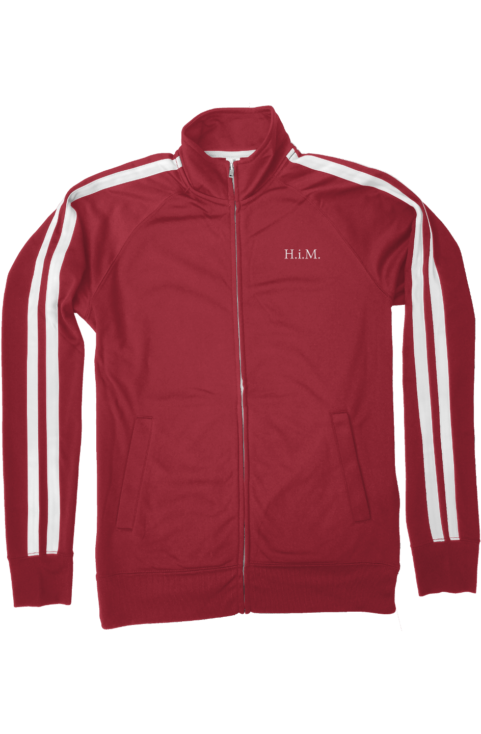 H.i.M. Embroidered Track Jacket - Brick Red (White Stitch)