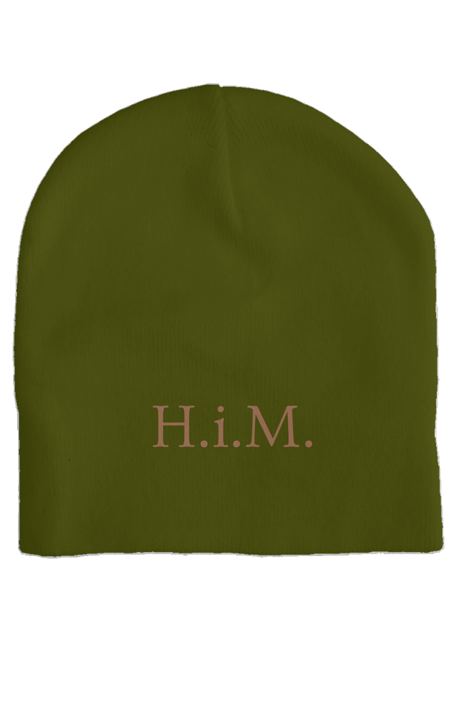 H.i.M. Embroidered Skull Cap Beanie - Military Green (Sand Stitch)