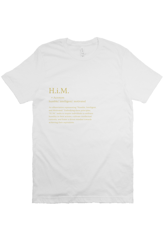 H.i.M. Signature Tee - White (Gold Letters)