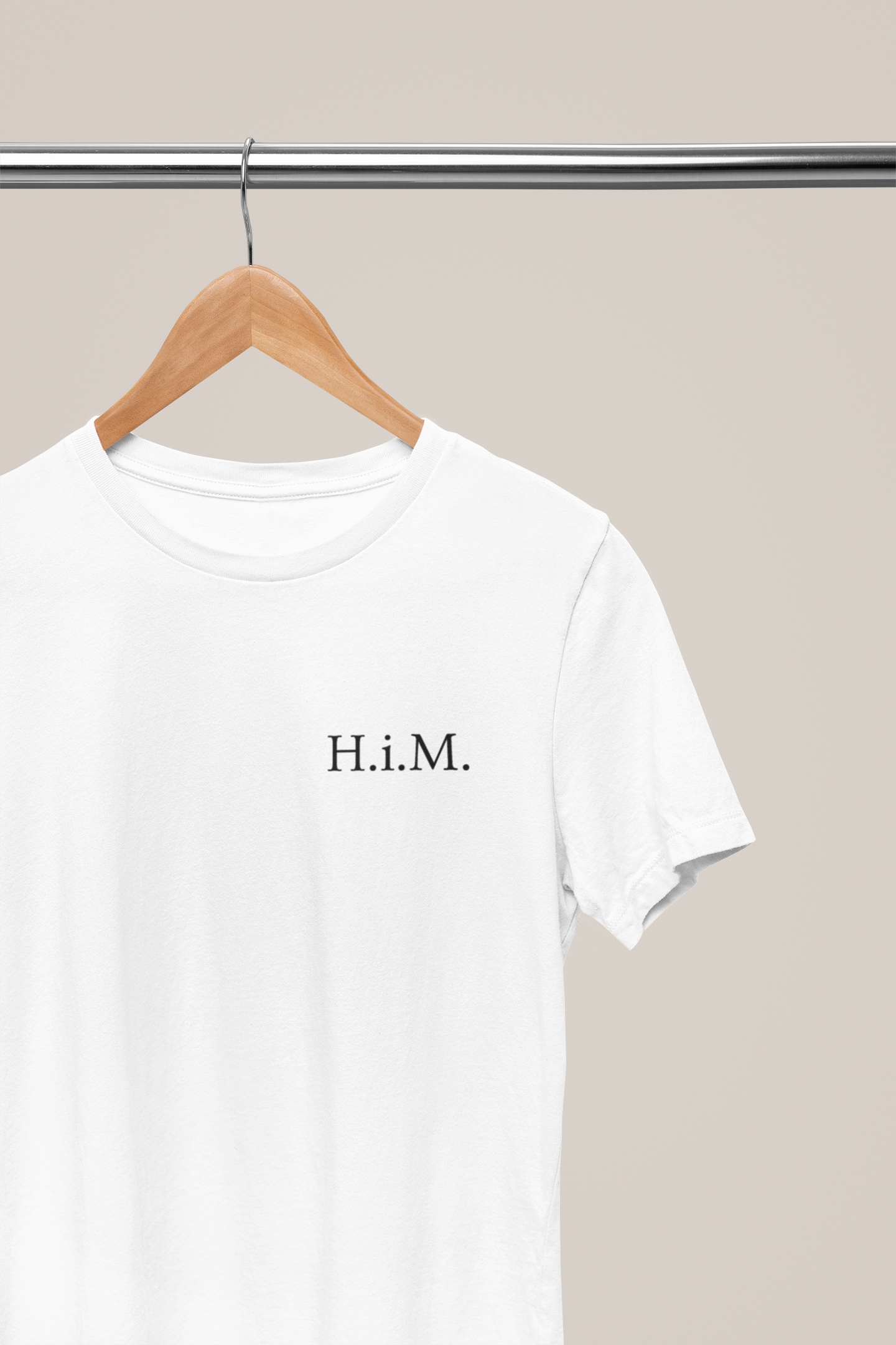 H.i.M. Premium Embroidered Tee - White (Black Stitch)