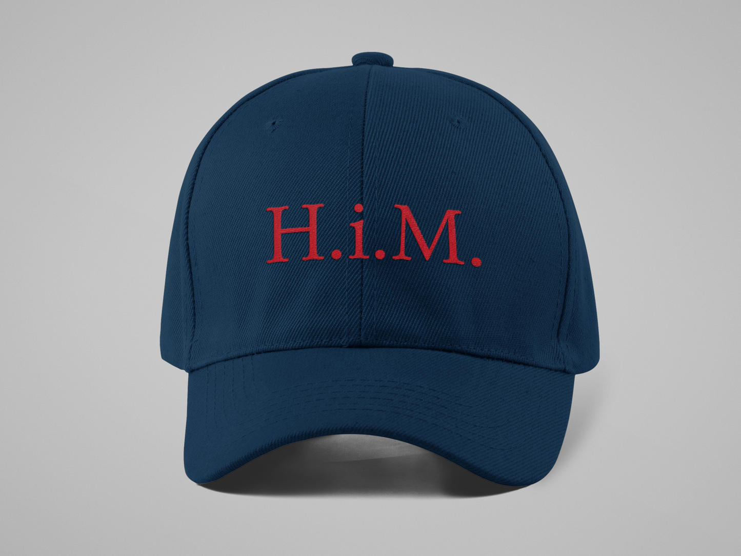 H.i.M. Premium Embroidered Dad Hat - Navy Blue (Red Stitch)