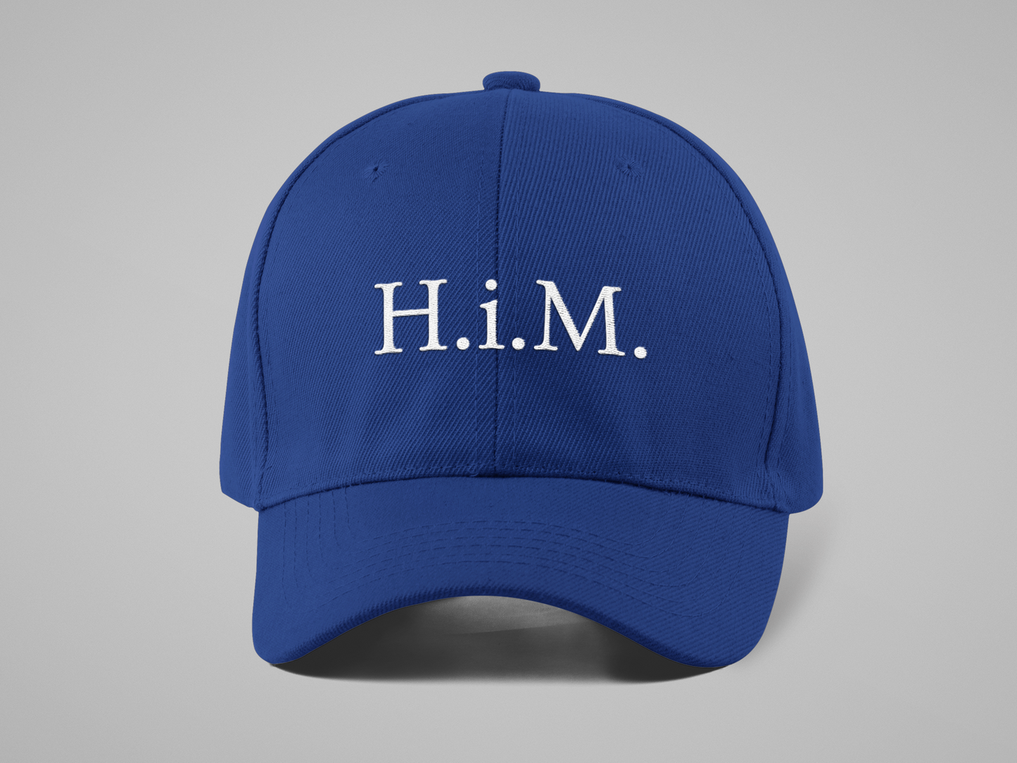 H.i.M. Embroidered Bio-Washed Classic Dad Hat - Royal Blue (White Stitch)