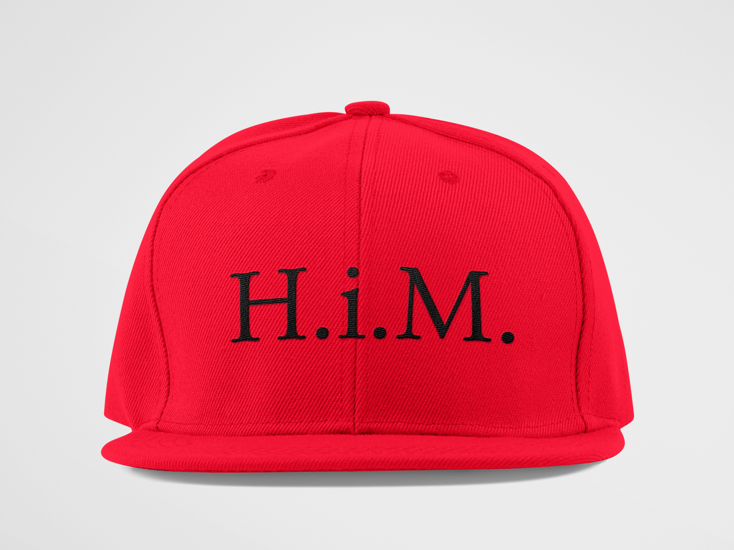 H.i.M. Premium Embroidered Snapback - Red (Black Stitch)