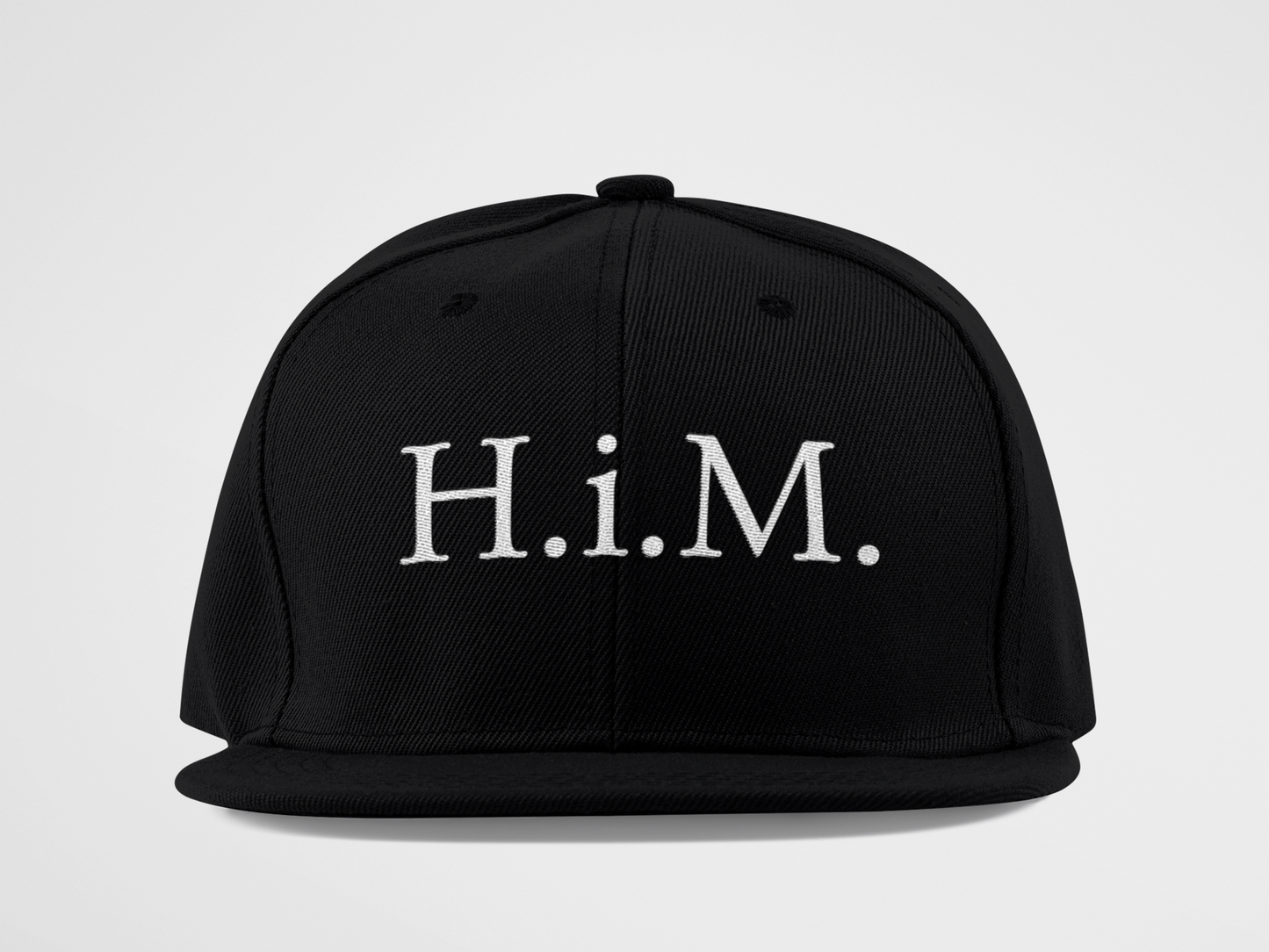 H.i.M. Premium Embroidered Snapback - Black (White Stitch)