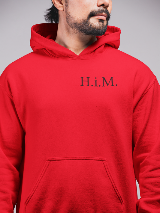 H.i.M. Embroidered Hoodie - Red (Black Stitch)