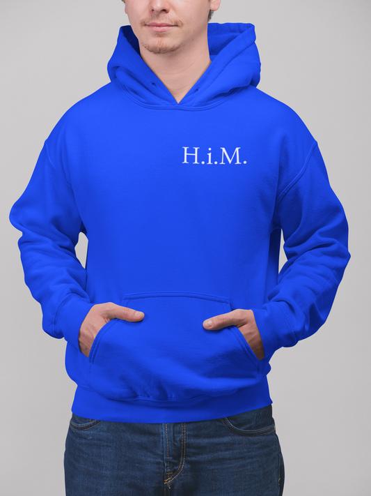 H.i.M. Embroidered Hoodie - Royal Blue (White Stitch)